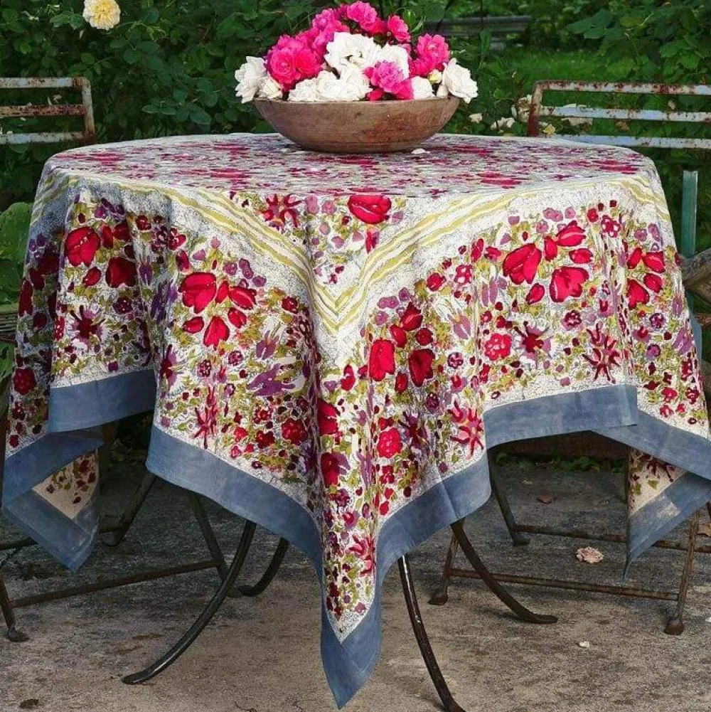 Couleur Nature Place Settings & Linens|French Tablecloth Jardin Red & Grey