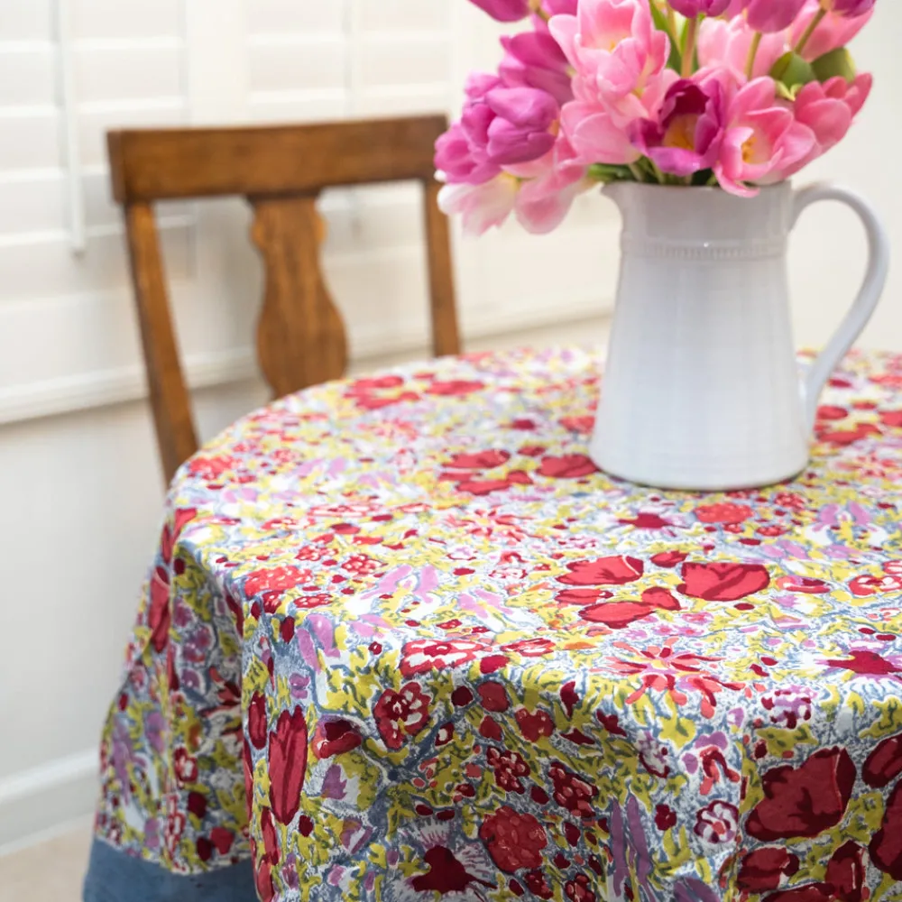 Couleur Nature Place Settings & Linens|French Tablecloth Jardin Red & Grey
