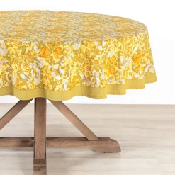 Couleur Nature Place Settings & Linens|French Tablecloth Jardin Mustard & Grey