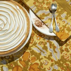 Couleur Nature Place Settings & Linens|French Tablecloth Jardin Mustard & Grey