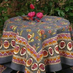 Couleur Nature Place Settings & Linens|French Tablecloth Pansy Red & Grey