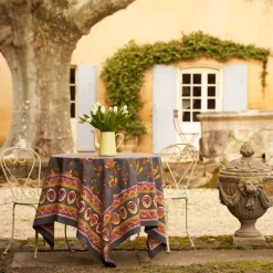 Couleur Nature Place Settings & Linens|French Tablecloth Pansy Red & Grey
