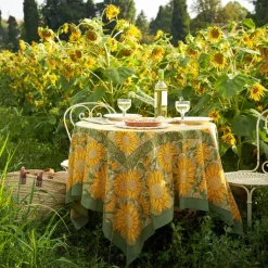 Couleur Nature Place Settings & Linens|French Tablecloth Sunflower Yellow & Green