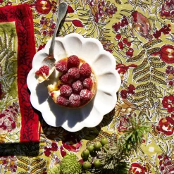 Couleur Nature Place Settings & Linens|French Tablecloth Winter Garden Wreath Red & Green