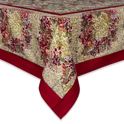Couleur Nature Place Settings & Linens|French Tablecloth Winter Garden Wreath Red & Green