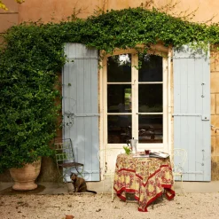 Couleur Nature Place Settings & Linens|French Tablecloth Winter Garden Wreath Red & Green