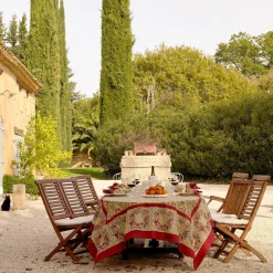 Couleur Nature Place Settings & Linens|French Tablecloth Winter Garden Wreath Red & Green