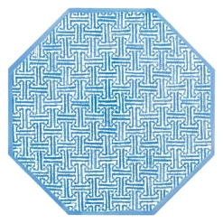 Caspari Place Settings & Linens|Fretwork Octagonal Lacquer Placemat in Blue