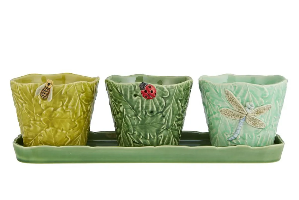Bordallo Pinheiro Décor|Dinnerware|Garden of Flying Insects Vases, Set of 3