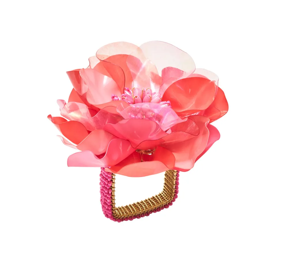 Kim Seybert Place Settings & Linens|Gardenia Napkin Ring in Salmon, Set of 4