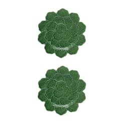 Bordallo Pinheiro Dinnerware|Geranium Charger Plate Green, Set of 2