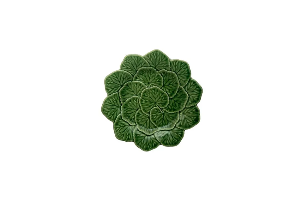 Bordallo Pinheiro Dinnerware|Geranium Dessert Plate 22" Green