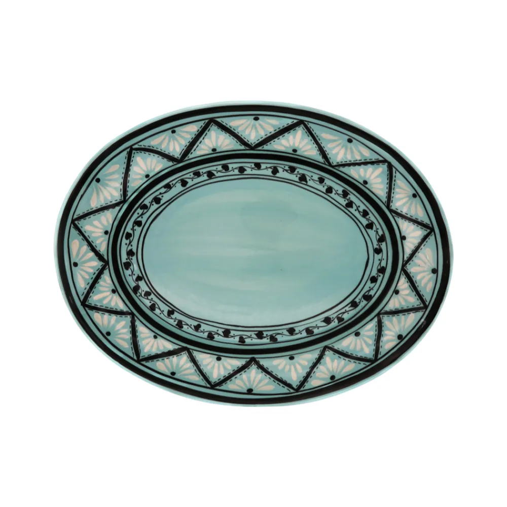 Carolina Irving and Daughters Dinnerware|Gigi Aqua Oval Platter