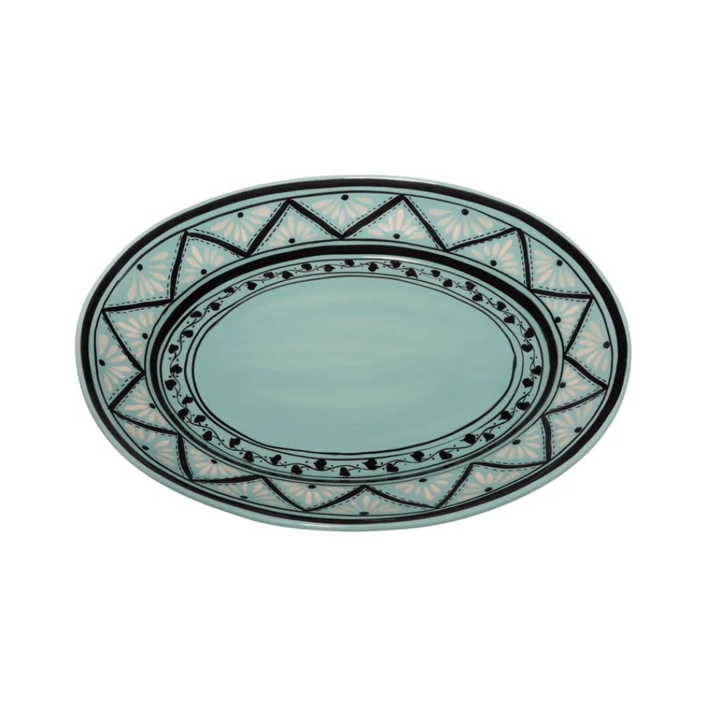 Carolina Irving and Daughters Dinnerware|Gigi Aqua Oval Platter