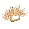 Kim Seybert Place Settings & Linens|Gilded Leaves Napkin Ring in Gold, Set of 4