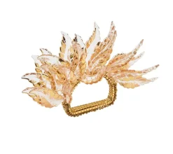 Kim Seybert Place Settings & Linens|Gilded Leaves Napkin Ring in Gold, Set of 4
