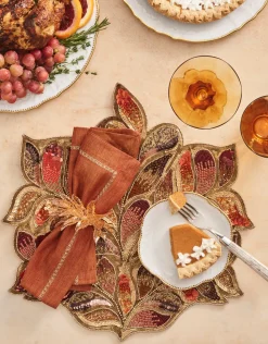 Kim Seybert Place Settings & Linens|Gilded Leaves Napkin Ring in Gold, Set of 4