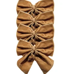 Flying Sheep Country Place Settings & Linens|Gold Bow Velvet Napkin Ties, Set of 4