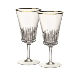 Villeroy & Boch Glassware|Grand Royal Gold Water Goblet Pair in Clear & Gold