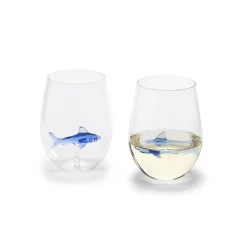 Two's Company Glassware|Great White Shark Stemless Wine Glass