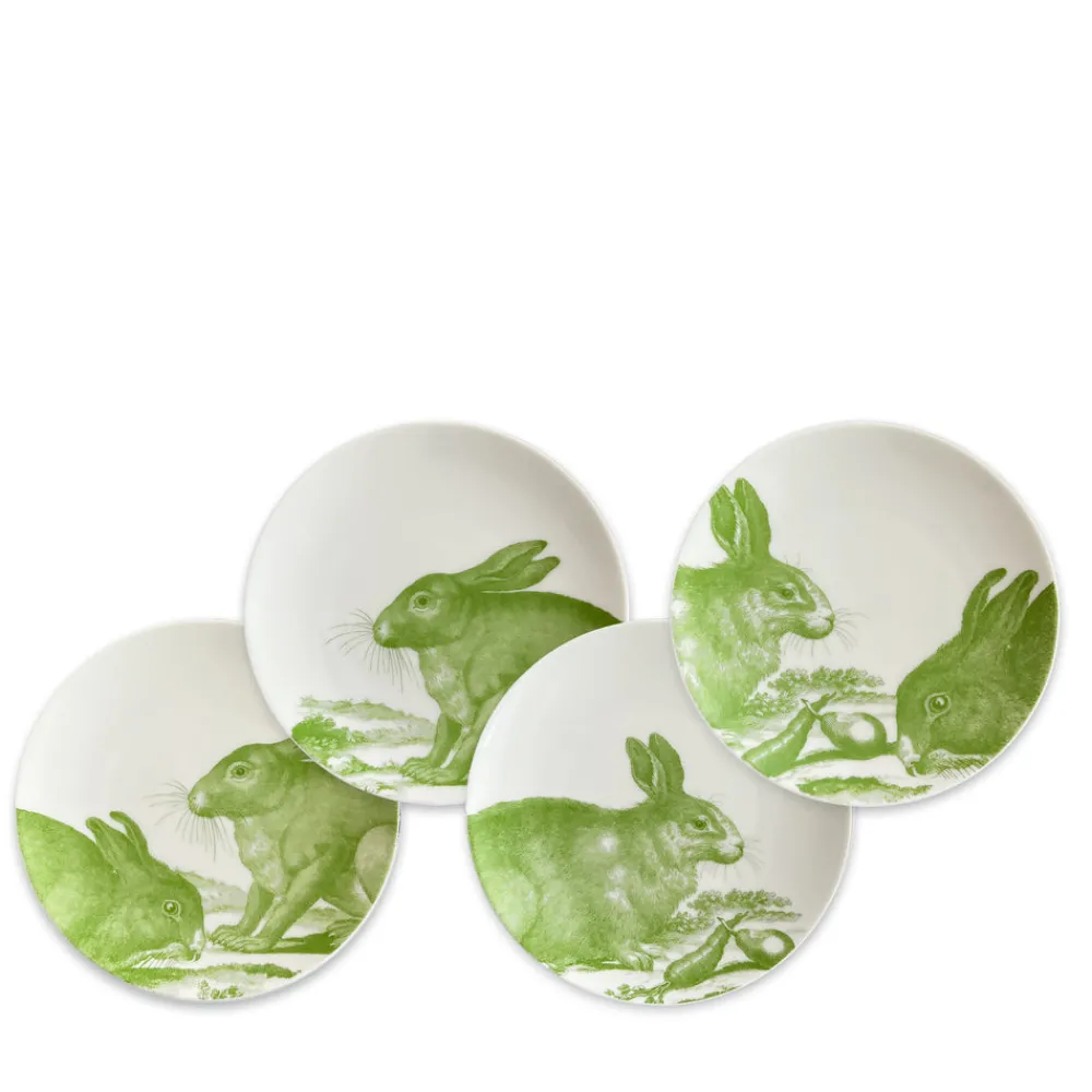 Caskata Dinnerware|Green Bunnies Canape Plates