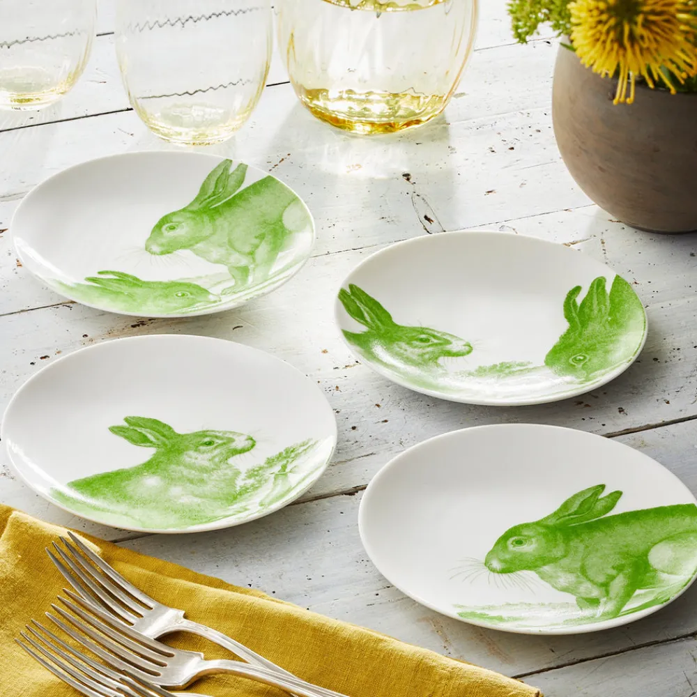 Caskata Dinnerware|Green Bunnies Canape Plates