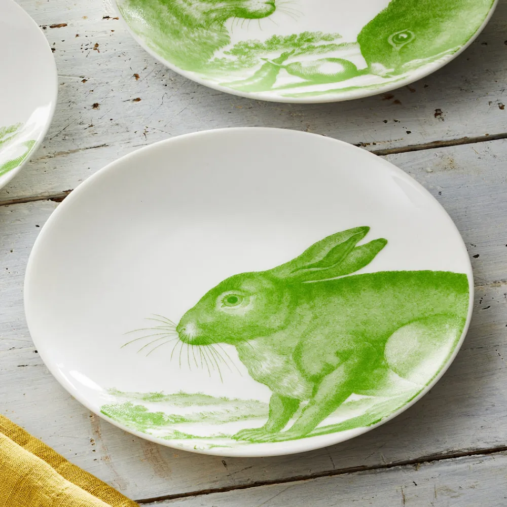 Caskata Dinnerware|Green Bunnies Canape Plates