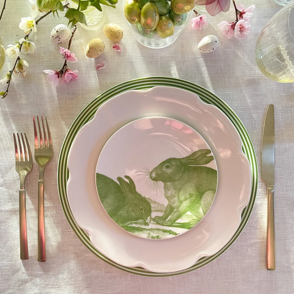 Caskata Dinnerware|Green Bunnies Canape Plates