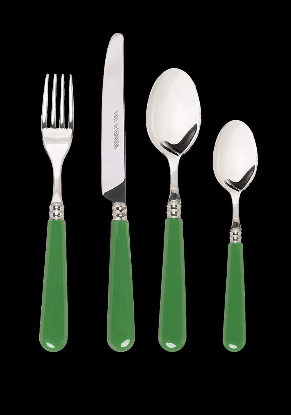 Late Afternoon Flatware|Green Cutlery, Set of 16