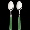 Late Afternoon Flatware|Green Dessert Spoons, Set of 2