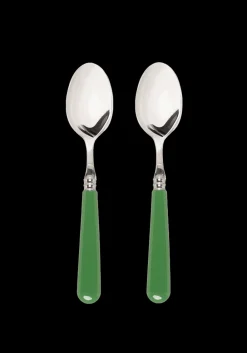 Late Afternoon Flatware|Green Dessert Spoons, Set of 2