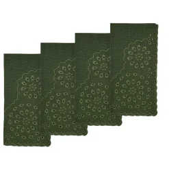 Chefanie Place Settings & Linens|Green Eyelet Dinner Napkins, Set of 4