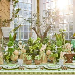 Mrs. Alice Place Settings & Linens|Green Fern Stripe Tablecloth