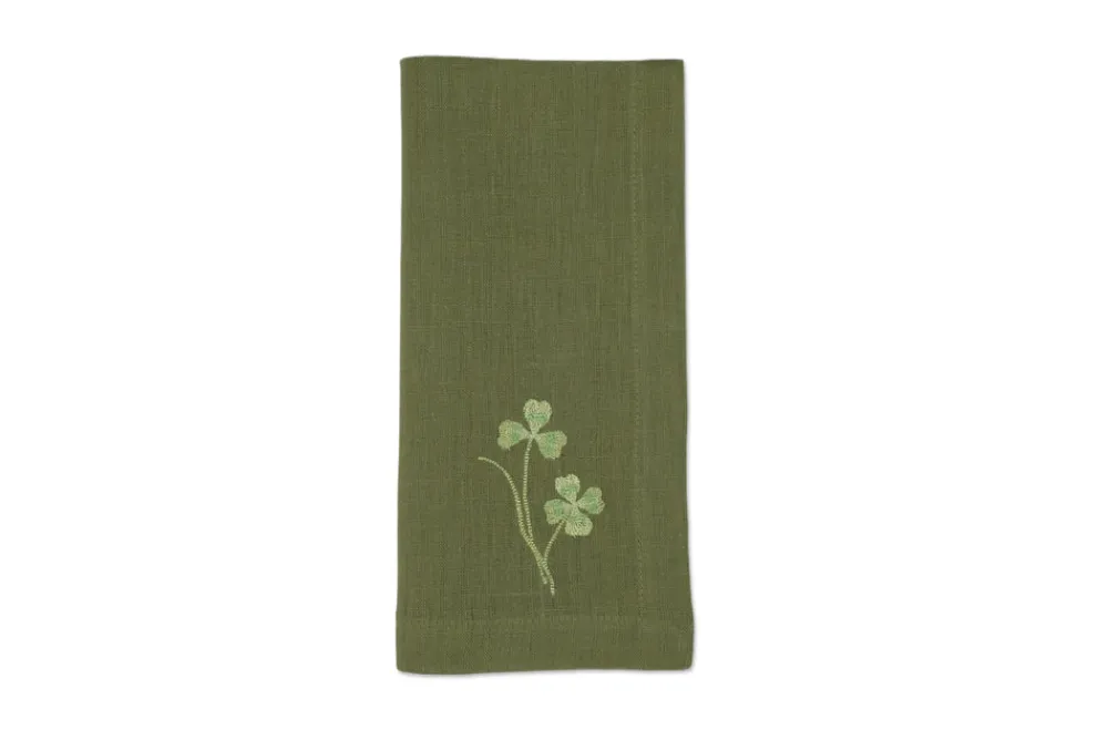 TriChi Design Place Settings & Linens|Green Four Leaf Clover Napkin, Set of 2