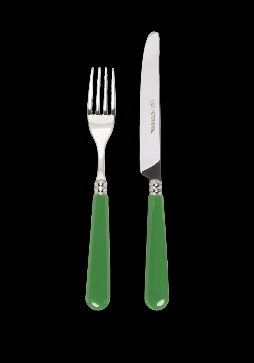 Late Afternoon Flatware|Green Knife and Fork Set