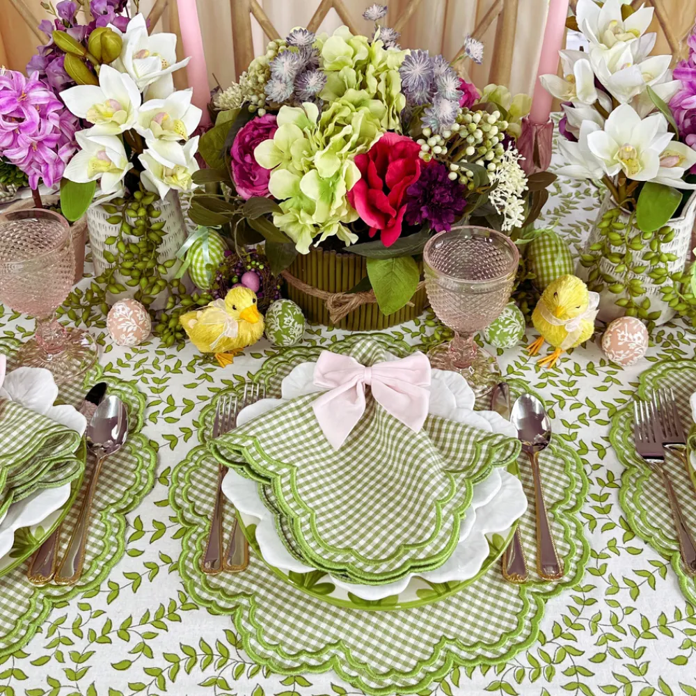 Flying Sheep Country Place Settings & Linens|Green Leaves Tablecloth