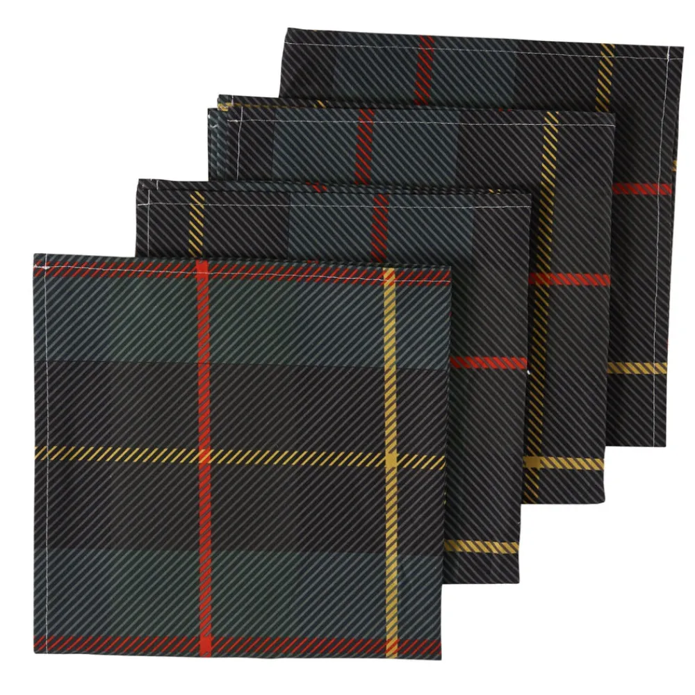 Chefanie Place Settings & Linens|Green Plaid Napkins, Set of 4