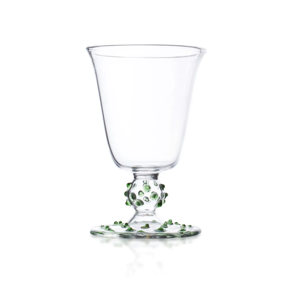 Issy Granger Glassware|Green Pom Wine Glass
