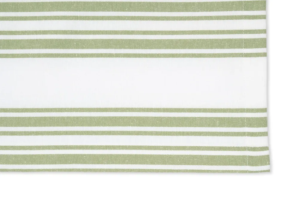 TriChi Design Place Settings & Linens|Green Stripe Cotton Tablecloth