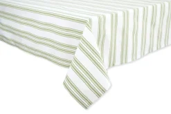 TriChi Design Place Settings & Linens|Green Stripe Cotton Tablecloth