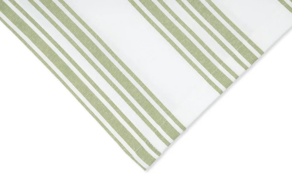 TriChi Design Place Settings & Linens|Green Stripe Cotton Tablecloth