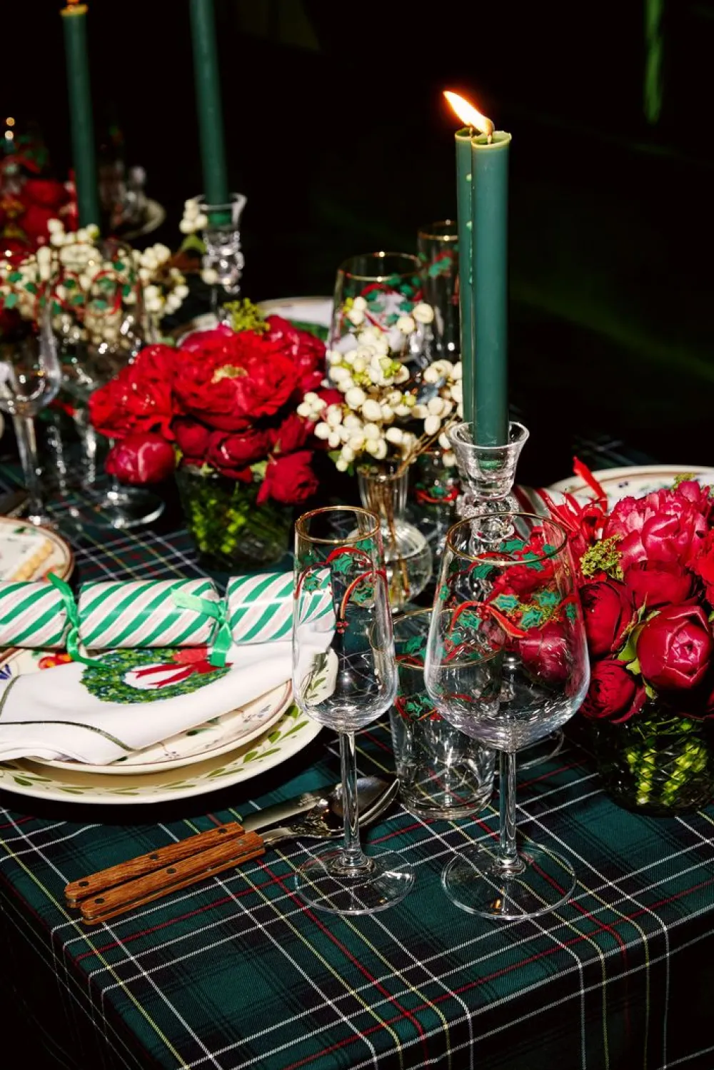 TriChi Design Place Settings & Linens|Green Tartan Tablecloth
