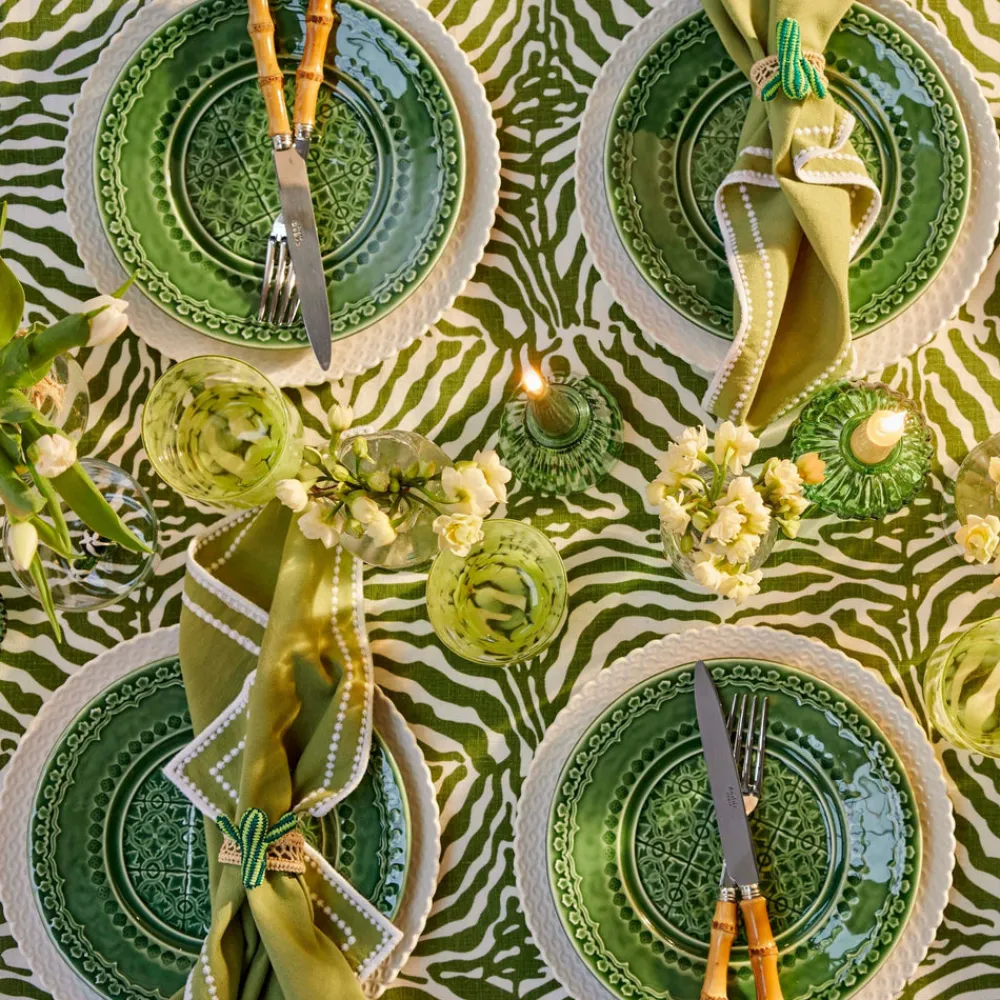 Maison Margaux Place Settings & Linens|Green Zebra Tablecloth