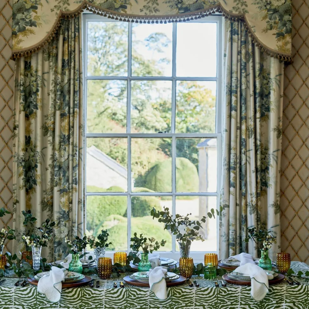 Maison Margaux Place Settings & Linens|Green Zebra Tablecloth