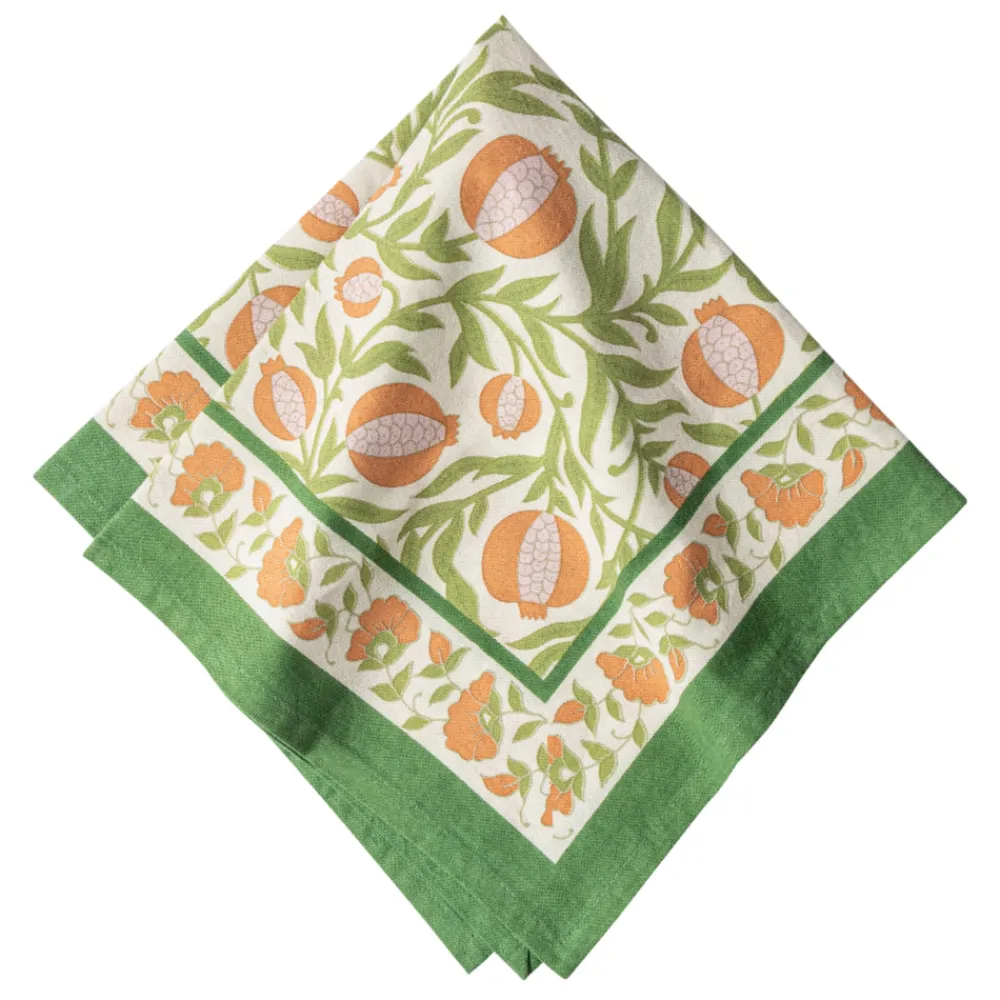 Couleur Nature Place Settings & Linens|Grenadine Orange & Green Napkins, Set of 6