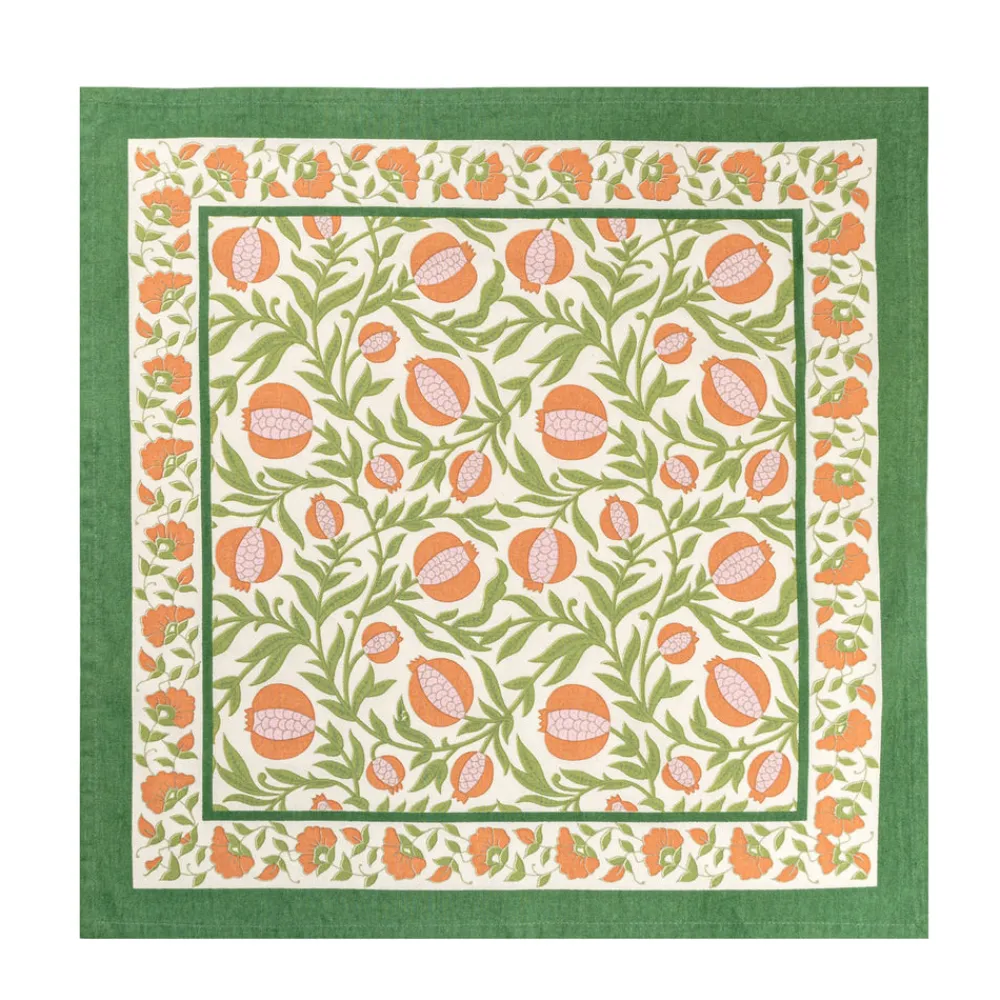 Couleur Nature Place Settings & Linens|Grenadine Orange & Green Napkins, Set of 6