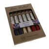 Jean Dubost Laguiole Flatware|Grill Beechwood Knives in Paris Colors, Set of 6