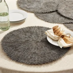 Two's Company Place Settings & Linens|Guinea Feather Placemats, Set of 6
