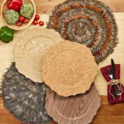 Two's Company Place Settings & Linens|Guinea Feather Placemats, Set of 6