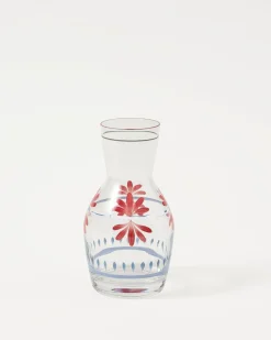 Cabana Glassware|Hand Painted Carafe, Blue and Red
